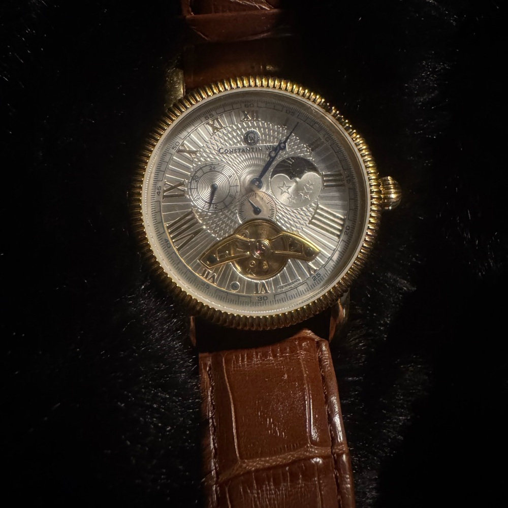 Constantin Weisz luxury watch Gold and Brown Watch with Leather Strap